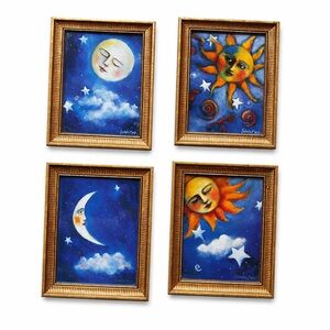 Whimsical Celestial Wall Art Set | Nicola Moss | Vintage 90s